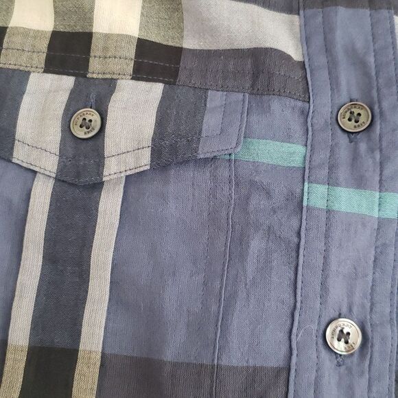 Burberry Blue Iconic Nova Check Plaid Chic Feminine Pullover Blouse Size Medium - Picture 4 of 6